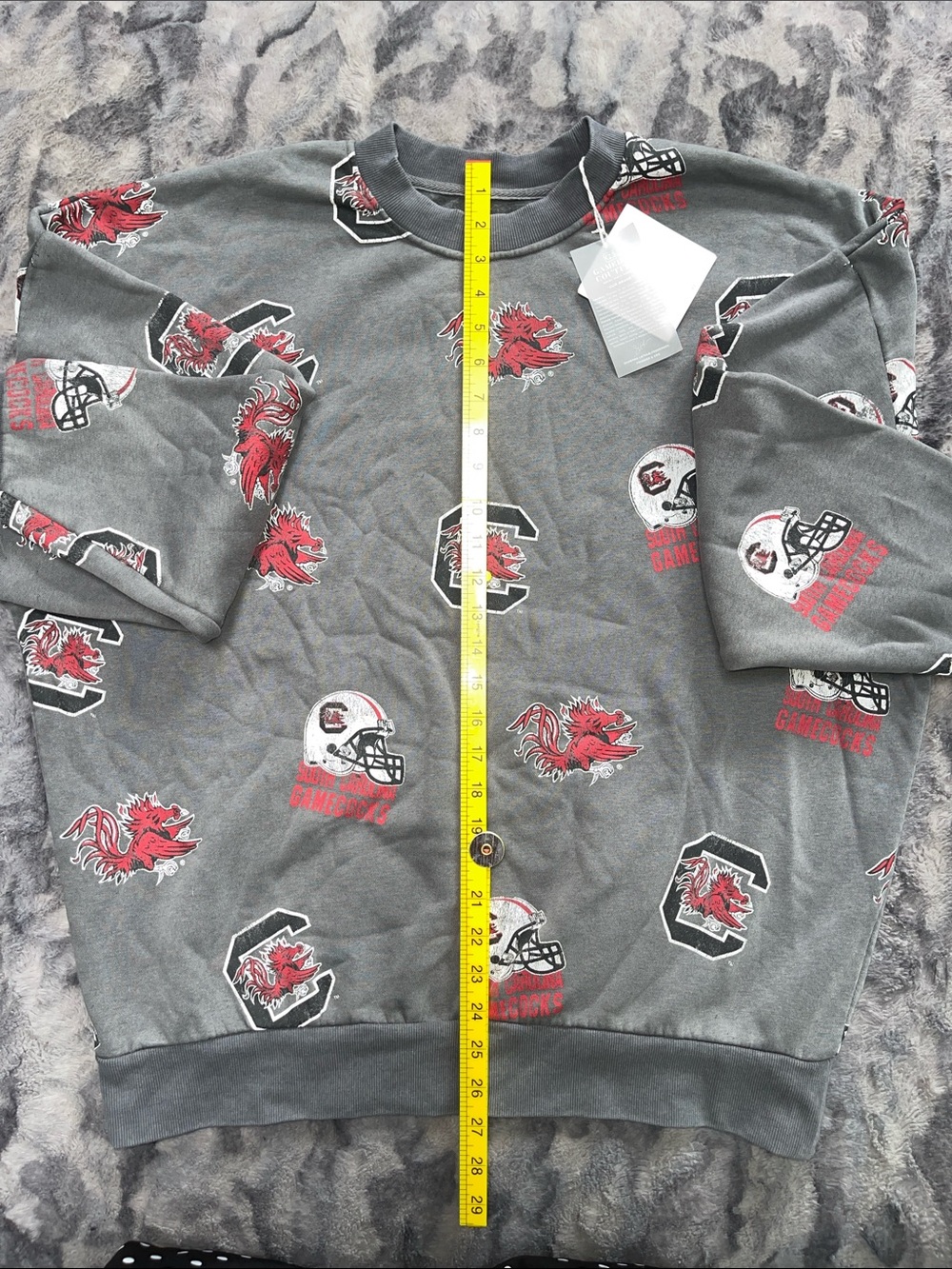 Game day Couture Gray South Carolina Gamecocks Allover Print Crewneck Sweatshirt - Picture 4 of 8